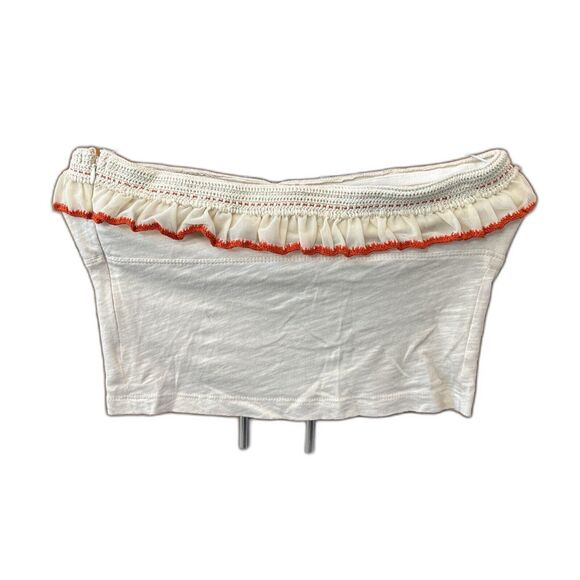 FREE PEOPLE Float On Ruffle Crop Tube Top Shirt XS Ivory boho festival ruffle - Picture 7 of 11
